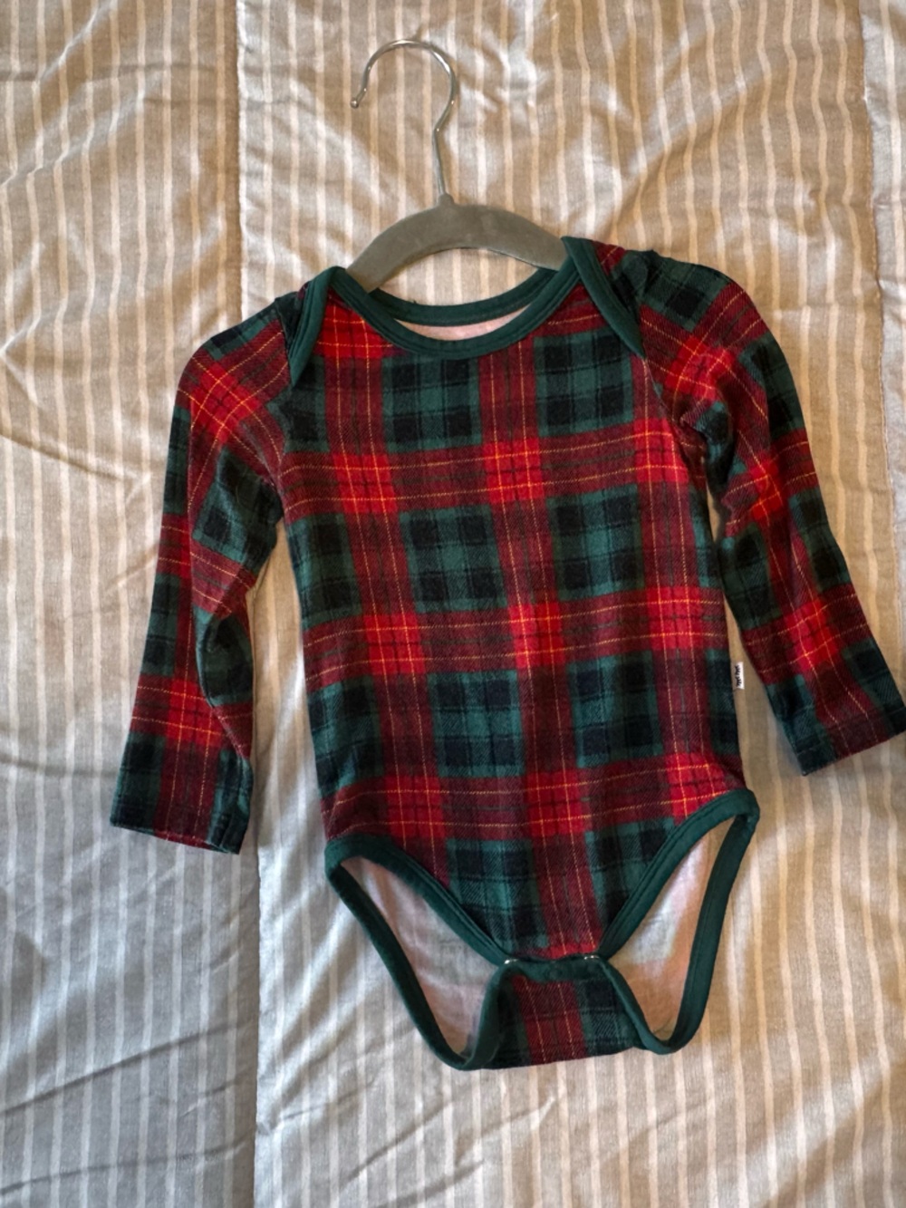 Little Sleepies Red and Green Plaid Long-Sleeve Bodysuit